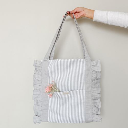 Tote Bag Piqué Vuelos Listado Gris
