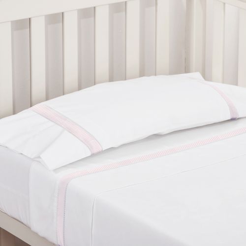 Set Sábana Estampada Basic Listada Rosa 220 Hilos