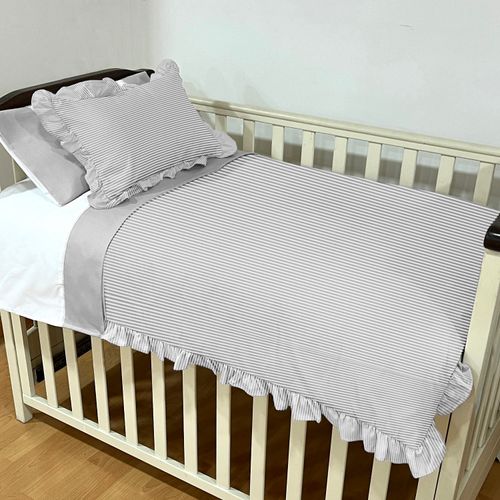 Plumón Básico Rayas Piqué Gris Cuna