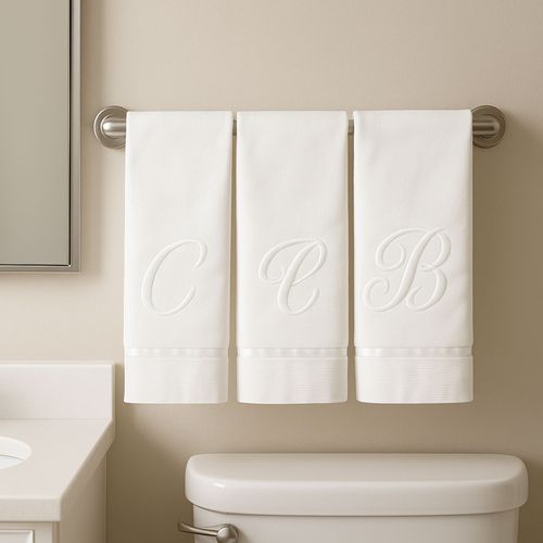 Toalla Piqué Bordada Letra E Blanco