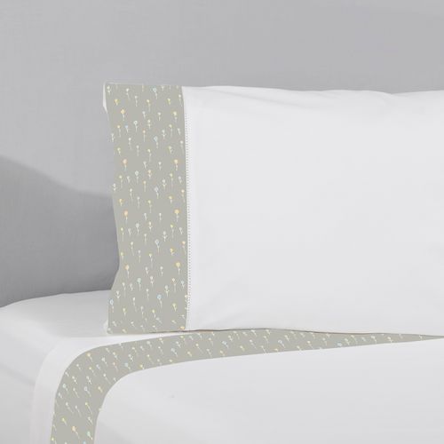 Set Sábana Estampada Ramitas Gris 220 Hilos