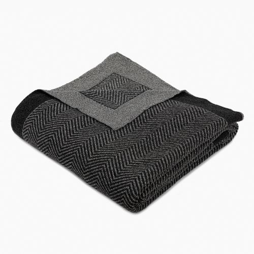 Manta Tejida Chevron Negro 170x130cm