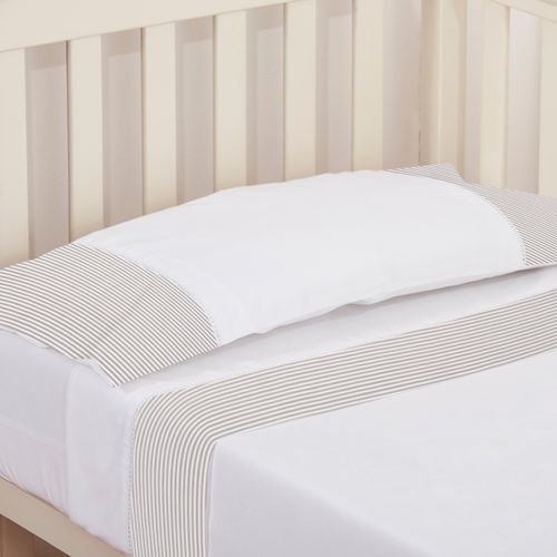 Set Sábana Básica Rayas Piqué Gris 220 Hilos