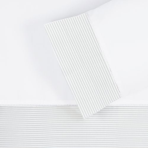 Set Sábana Básica Rayas Piqué Gris 220 Hilos