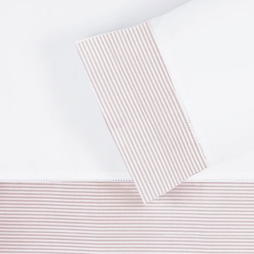 Set Sábana Básica Rayas Piqué Nude 220 Hilos