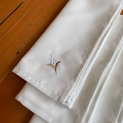 Set Servilleta Bordada Racimo Blanco