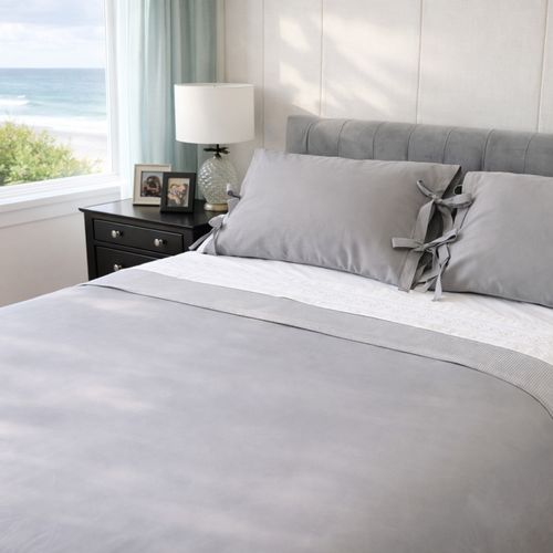 Cubreplumón Básico Reversible Piqué Gris