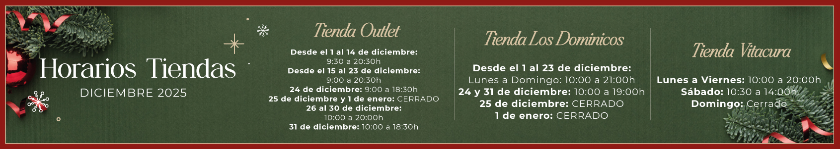 Horarios Tiendas Nina Herrera en Diciembre